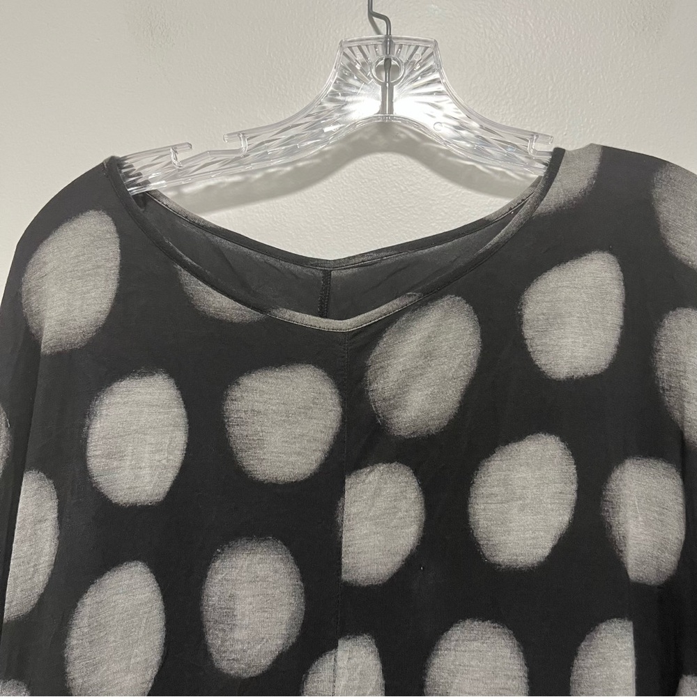 Moyuru Japanese Art To Wear Polka Dot Lagenlook Oversized Tunic Dress Gray M - Picture 3 of 12